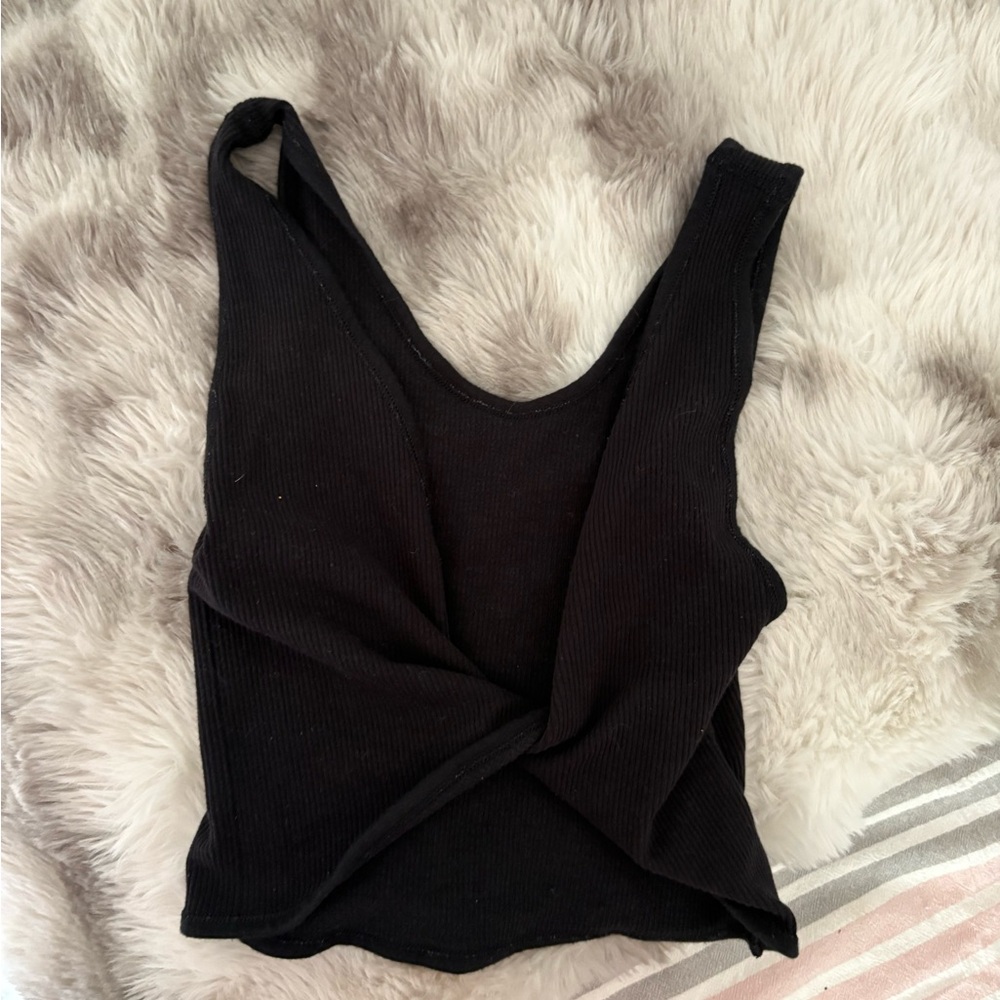 Urban Outfitters Black Crop Wrap Tank Top